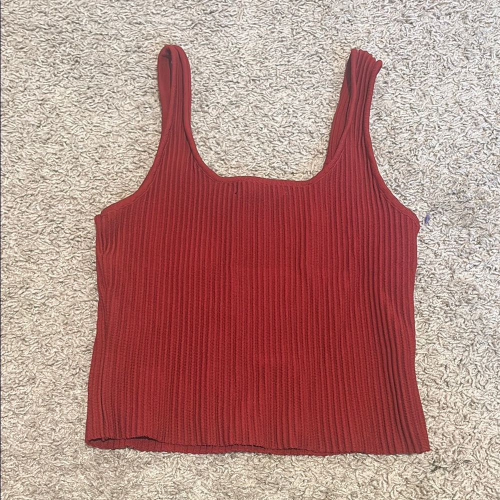 Red Ribbed Tank Top - Picture 2 of 2
